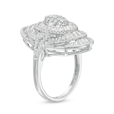 1.50 CT. T.W. Oval Multi-Diamond Layered Fan Ring in 10K White Gold