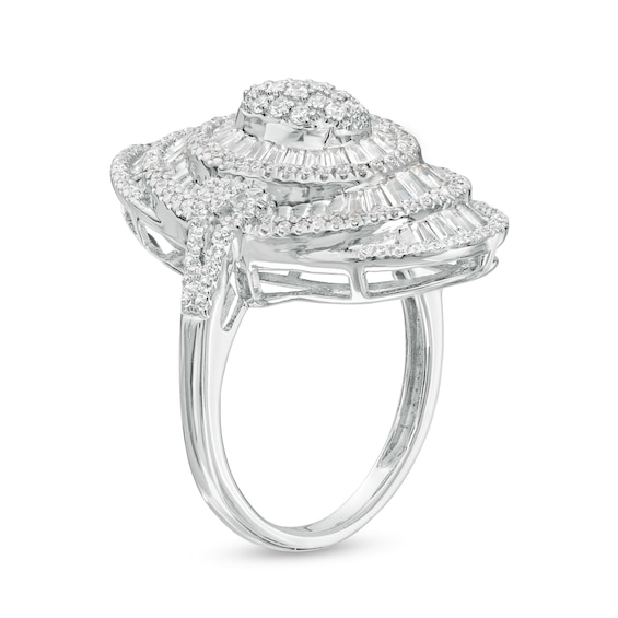 1.50 CT. T.W. Oval Multi-Diamond Layered Fan Ring in 10K White Gold