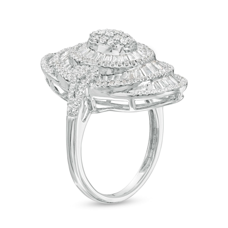 1.50 CT. T.W. Oval Multi-Diamond Layered Fan Ring in 10K White Gold|Peoples Jewellers