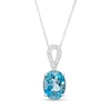 Thumbnail Image 0 of Oval London Blue Topaz and Diamond Accent Ribbon Loop Pendant in 10K White Gold