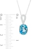 Thumbnail Image 2 of Oval London Blue Topaz and Diamond Accent Ribbon Loop Pendant in 10K White Gold