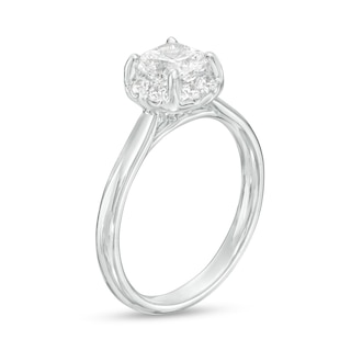 1.25 CT. T.W. Certified Cushion-Cut Lab-Created Diamond Solitaire Frame Engagement Ring in 14K White Gold (F/SI2)