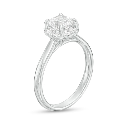 1.25 CT. T.W. Certified Cushion-Cut Lab-Created Diamond Solitaire Frame Engagement Ring in 14K White Gold (F/SI2)