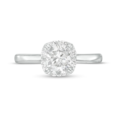 1.25 CT. T.W. Certified Cushion-Cut Lab-Created Diamond Solitaire Frame Engagement Ring in 14K White Gold (F/SI2)