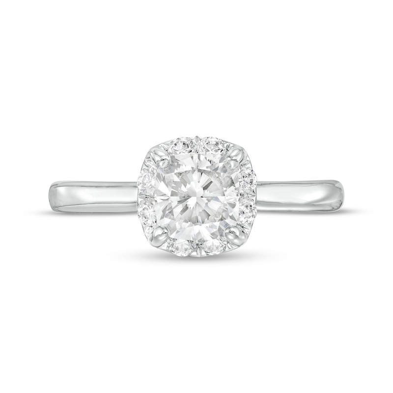 1.25 CT. T.W. Certified Cushion-Cut Lab-Created Diamond Solitaire Frame Engagement Ring in 14K White Gold (F/SI2)|Peoples Jewellers