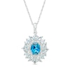 Thumbnail Image 0 of Blue Topaz and Diamond Accent Flower Petals Frame Pendant in Sterling Silver