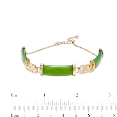 Jade Chinese "Health" Station Adjustable Bracelet in 14K Gold - 9.0"