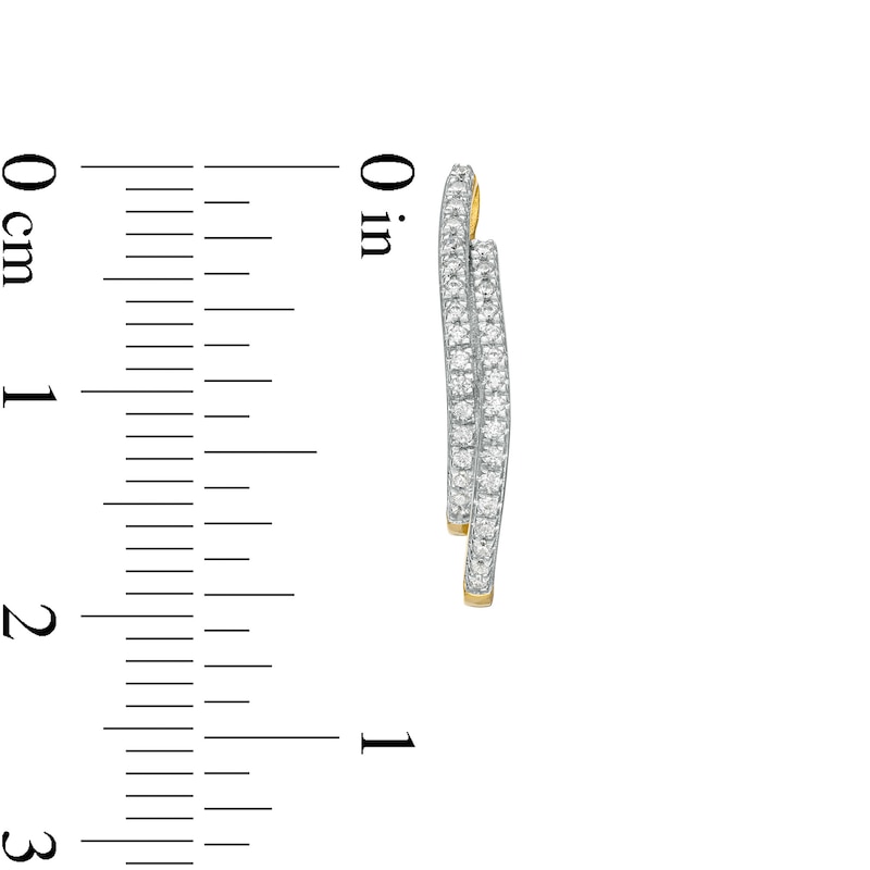 0.20 CT. T.W. Diamond Curved Double Row Hoop Earrings in 10K Gold|Peoples Jewellers