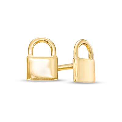 Padlock Stud Earrings in 10K Gold