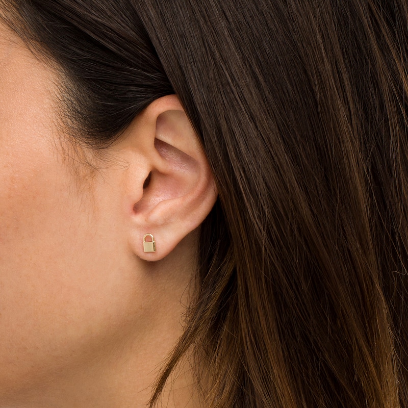 Padlock Stud Earrings in 10K Gold|Peoples Jewellers