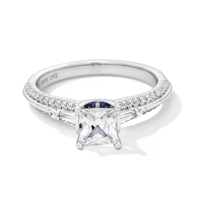 Vera Wang Love Collection 0.95 CT. T.W. Princess-Cut Diamond Double Row Engagement Ring in 14K White Gold (I/SI2)