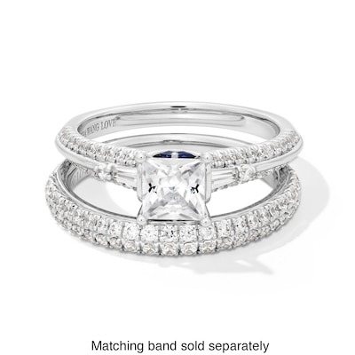 Vera Wang Love Collection 0.95 CT. T.W. Princess-Cut Diamond Double Row Engagement Ring in 14K White Gold (I/SI2)