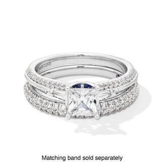 Vera Wang Love Collection 0.95 CT. T.W. Princess-Cut Diamond Double Row Engagement Ring in 14K White Gold (I/SI2)