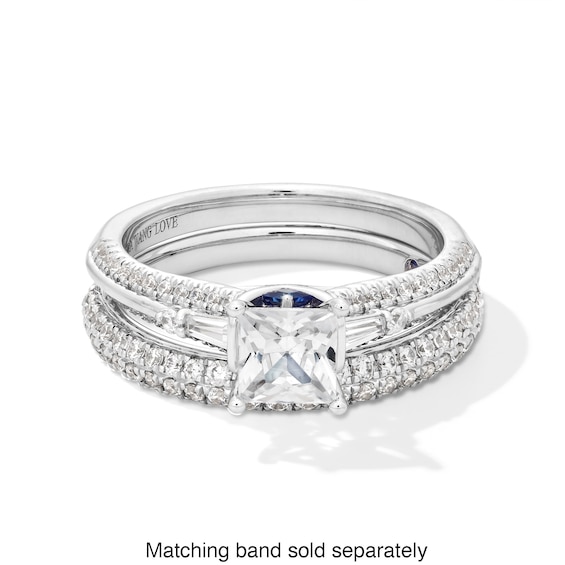 Vera Wang Love Collection 0.95 CT. T.W. Princess-Cut Diamond Double Row Engagement Ring in 14K White Gold (I/SI2)