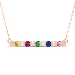 Mother's Gemstone and White Spinel Bar Necklace (5 Stones)