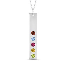 Mother's Gemstone and Linear Bar Pendant (1-5 Stones)