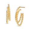 Thumbnail Image 0 of 15.0 x 10.0mm Rope-Textured Double Row Oval J-Hoop Earrings in 14K Gold