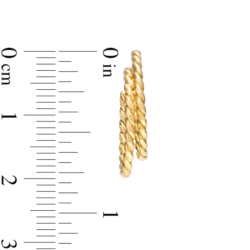 15.0 x 10.0mm Rope-Textured Double Row Oval J-Hoop Earrings in 14K Gold|Peoples Jewellers