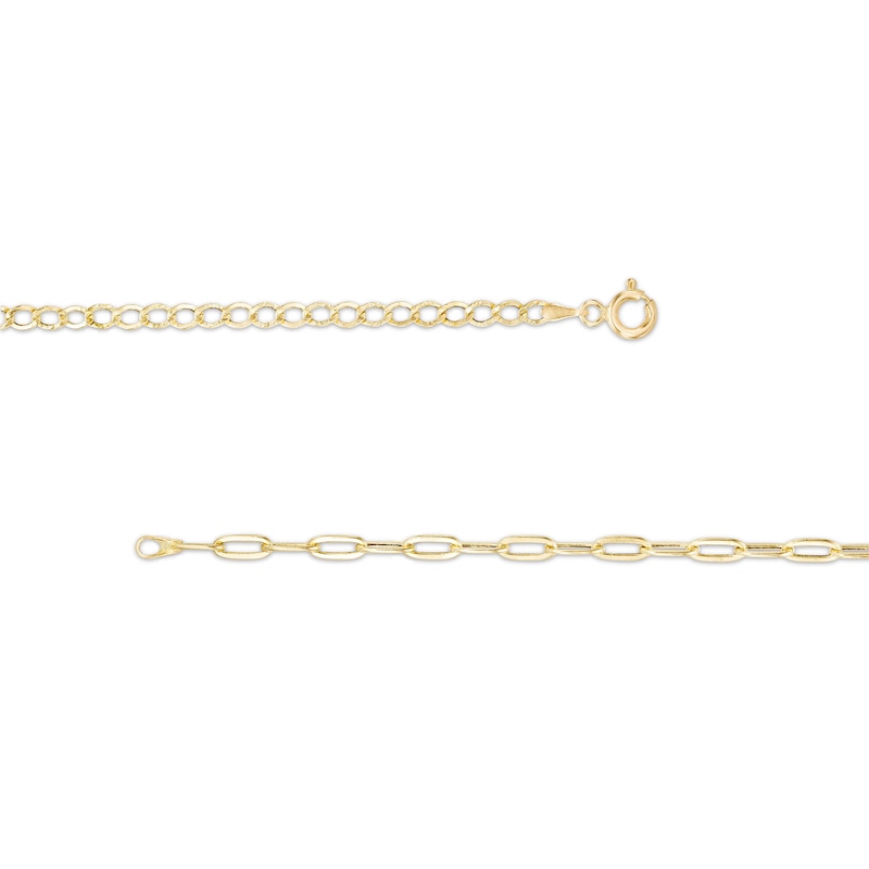 Italian Gold Paper Clip Link and Curb Chain Half-and-Half Necklace in Hollow 14K Gold