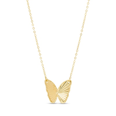 Diamond-Cut Butterfly Necklace in 10K Gold