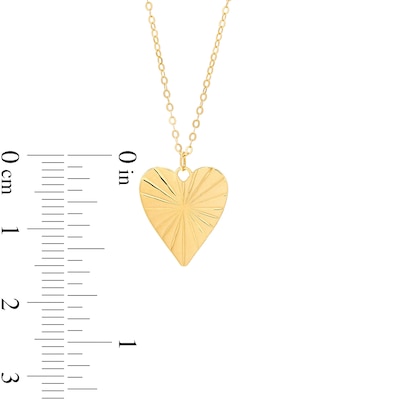 Diamond-Cut and Polished Reversible Heart Disc Pendant in 10K Gold