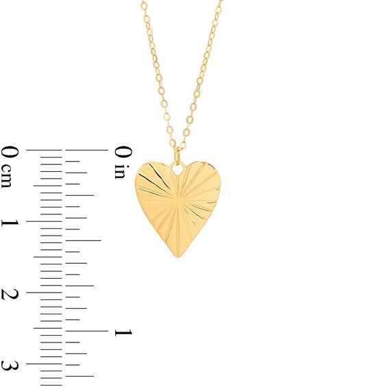 Diamond-Cut and Polished Reversible Heart Disc Pendant in 10K Gold