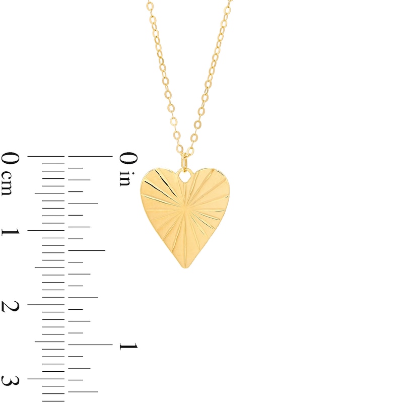 Diamond-Cut and Polished Reversible Heart Disc Pendant in 10K Gold