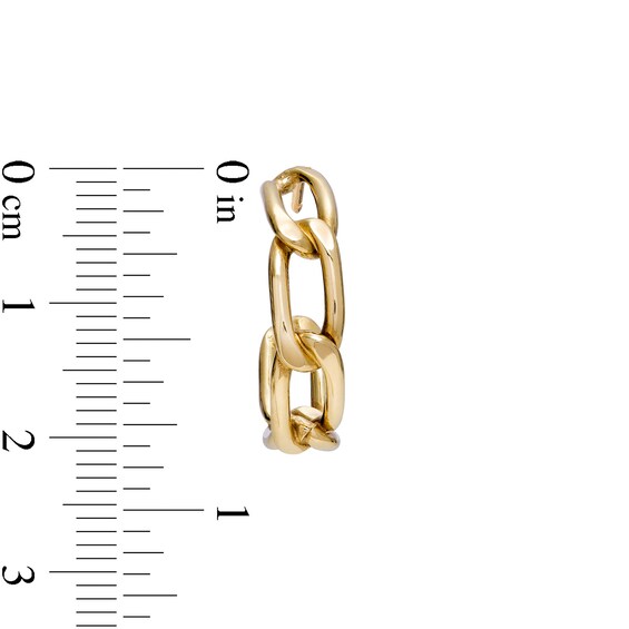 19.0mm Flat Curb Chain Link J-Hoop Earrings in 14K Gold