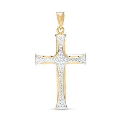 Diamond-Cut Flared-Ends Layered Cross Necklace Charm in 10K Gold