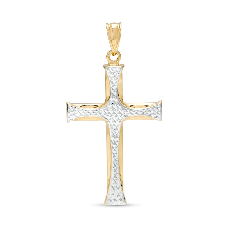 Diamond-Cut Flared-Ends Layered Cross Necklace Charm in 10K Gold