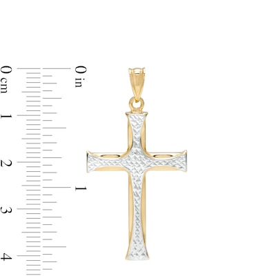 Diamond-Cut Flared-Ends Layered Cross Necklace Charm in 10K Gold