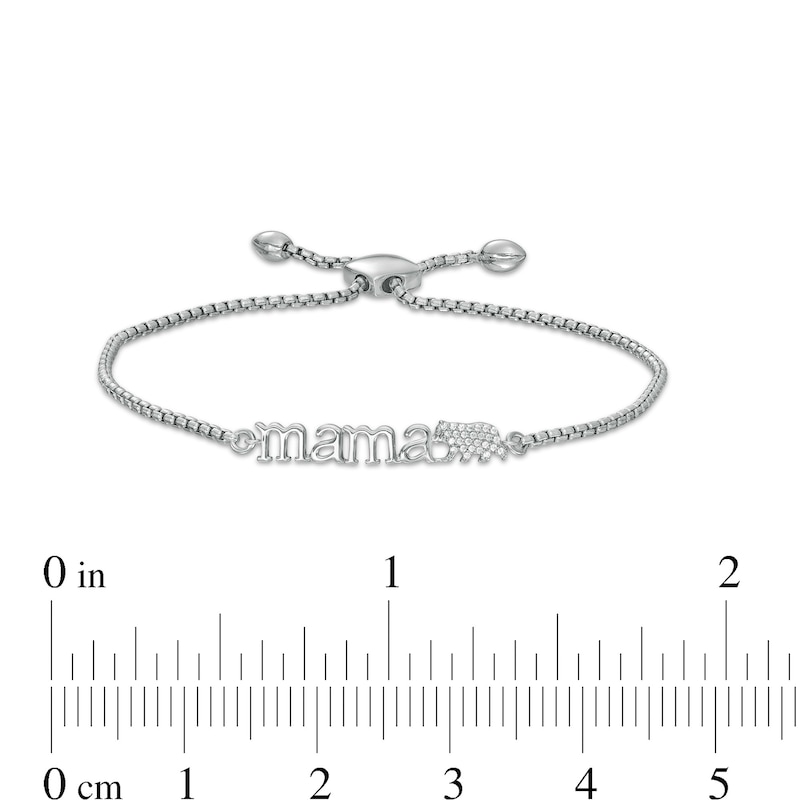 0.05 CT. T.W. Diamond "mama" Bear Bolo Bracelet in Sterling Silver - 9.0"|Peoples Jewellers