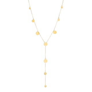 Mirror Disc Station Lariat Necklace in 14K Gold