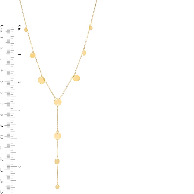 Italian Gold Mirror Disc Station Lariat Necklace in 14K Gold|Peoples Jewellers