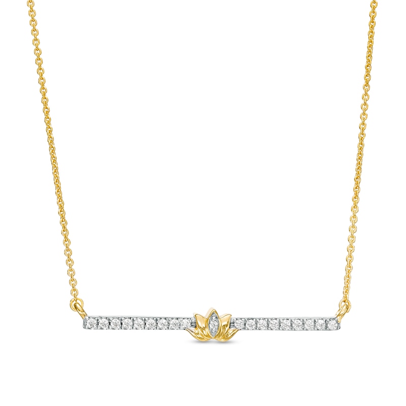 By Women for Women 0.15 CT. T.W. Diamond Lotus Flower Bar Necklace in 10K Gold|Peoples Jewellers