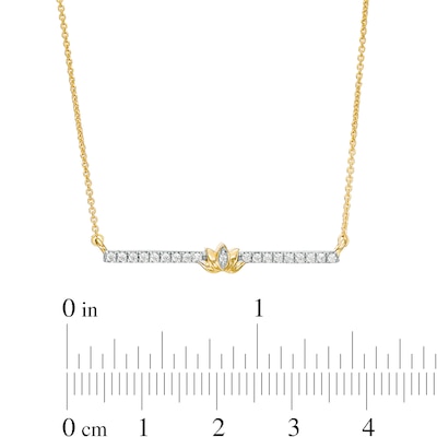 By Women for Women 0.15 CT. T.W. Diamond Lotus Flower Bar Necklace in 10K Gold