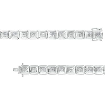 Men's 3.00 CT. T.W. Quad Certified Lab-Created Diamond Square Link Bracelet in 14K White Gold (F/SI2) - 8.5"