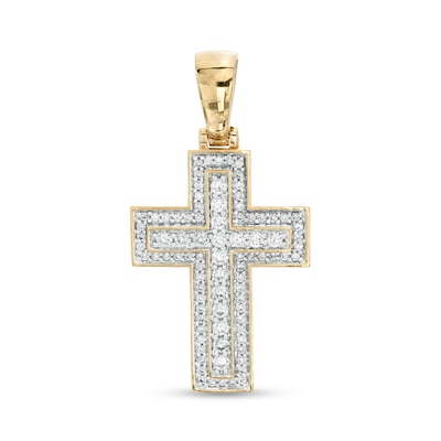 Men's 1.00 CT. T.W. Certified Lab-Created Diamond Cross Charm in 14K Gold (F/SI2)