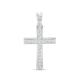 Men's 2.00 CT. T.W. Certified Lab-Created Diamond Stick Cross Charm in 14K White Gold (F/SI2)