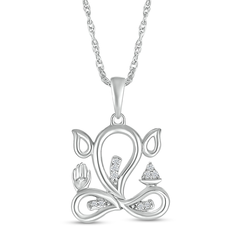 Diamond Accent Abstract Ganesha Pendant in Sterling Silver|Peoples Jewellers
