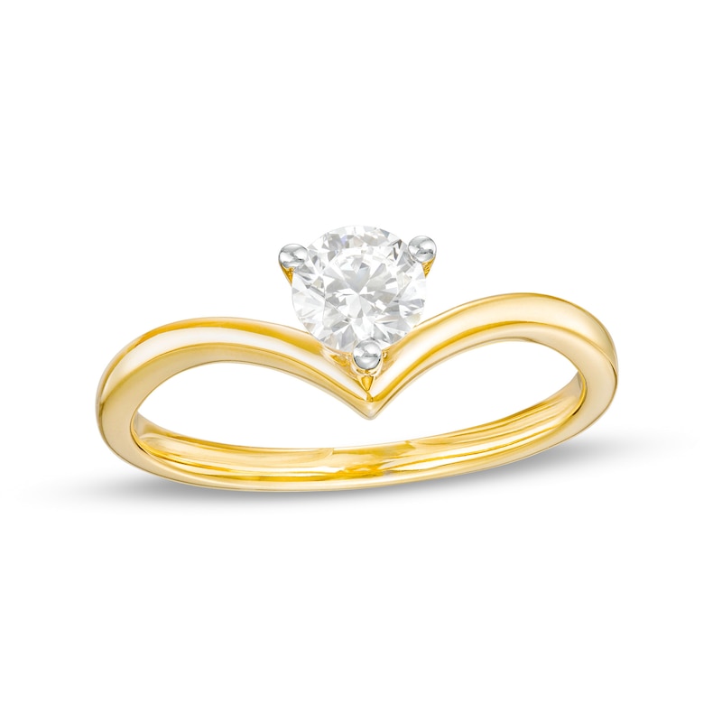 0.45 CT. Diamond Solitaire Chevron Engagement Ring in 14K Gold (I/I2)|Peoples Jewellers