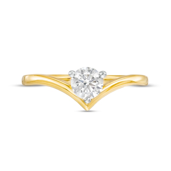 0.45 CT. Diamond Solitaire Chevron Engagement Ring in 14K Gold (I/I2)