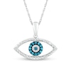 Thumbnail Image 0 of 0.085 CT. T.W. Blue and White Diamond Evil Eye Pendant in Sterling Silver