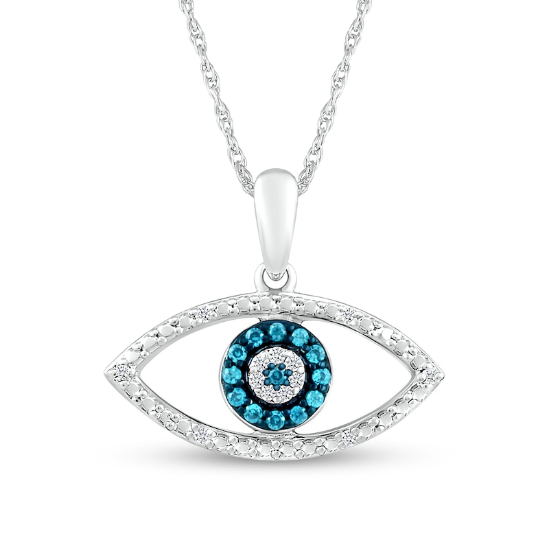 0.085 CT. T.W. Blue and White Diamond Evil Eye Pendant in Sterling Silver|Peoples Jewellers