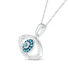 Thumbnail Image 1 of 0.085 CT. T.W. Blue and White Diamond Evil Eye Pendant in Sterling Silver