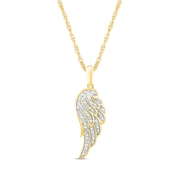 0.04 CT. T.W. Diamond Angel Wing Pendant in Sterling Silver with 14K Gold Plate