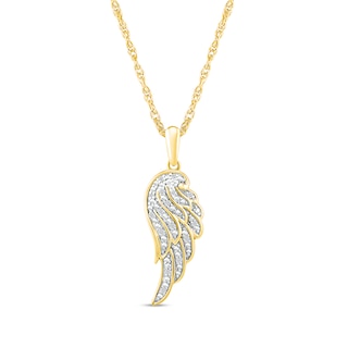 0.04 CT. T.W. Diamond Angel Wing Pendant in Sterling Silver with 14K Gold Plate