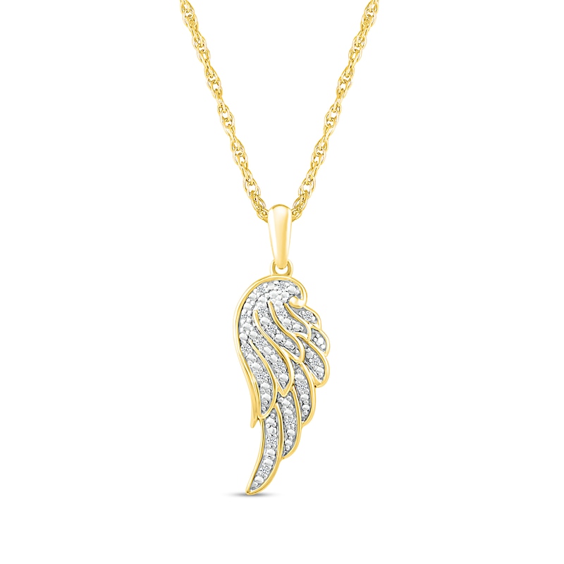 0.04 CT. T.W. Diamond Angel Wing Pendant in Sterling Silver with 14K Gold Plate|Peoples Jewellers