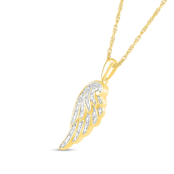 0.04 CT. T.W. Diamond Angel Wing Pendant in Sterling Silver with 14K Gold Plate