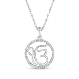 0.148 CT. T.W. Diamond Ik Onkar Symbol in Circle Pendant in Sterling Silver